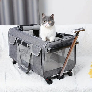 pet carrier with wheels - Pet Supplies - Portable Pet Trolley Carrier
