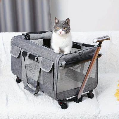 pet carrier with wheels - Pet Supplies - Portable Pet Trolley Carrier