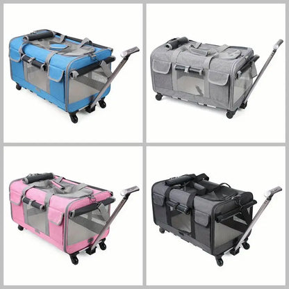 cat carrier with wheels - Pet Supplies - Portable Pet Trolley Carrier