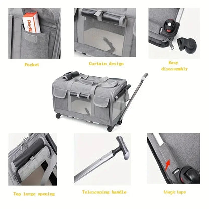 rolling pet carrier - Pet Supplies - Portable Pet Trolley Carrier