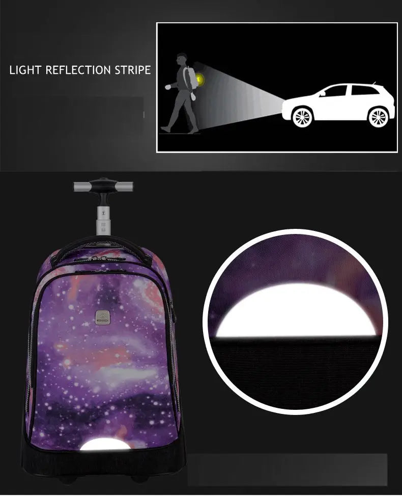 Reliable performance rolling school backpack