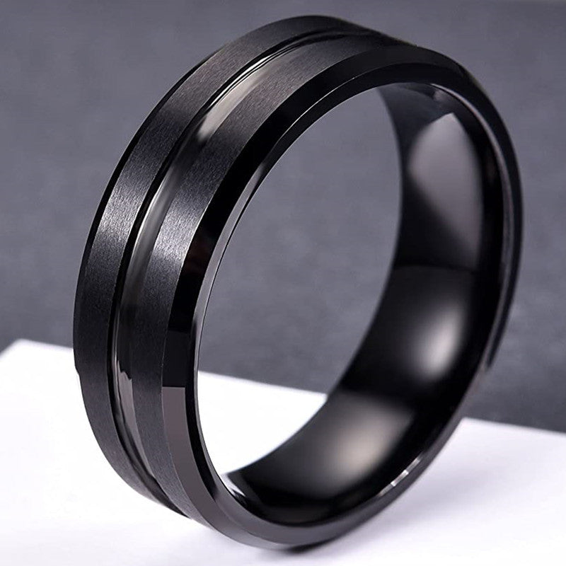 brushed black tungsten - Jewelry - Men-s Tungsten Wedding Band