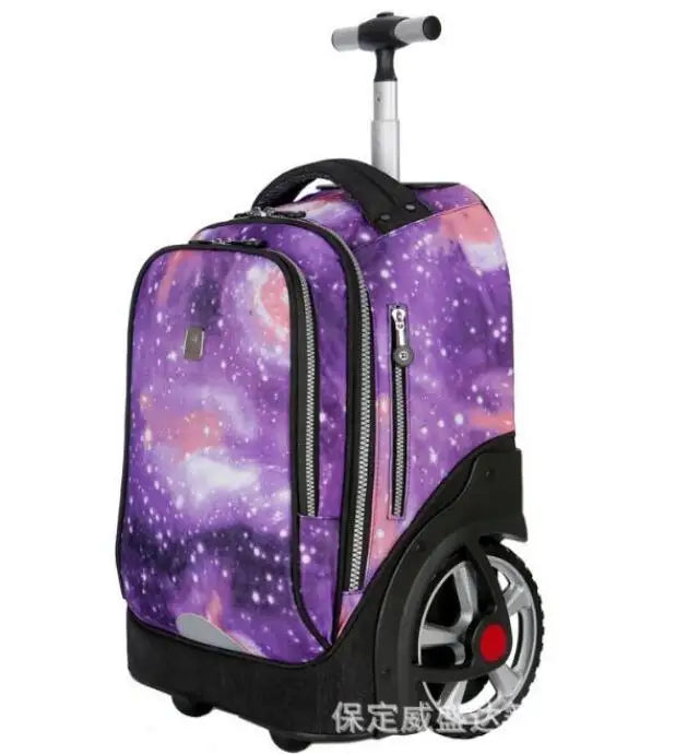 School Bag with Large Wheels - Premium Rolling Backpack for Teenagers & Children