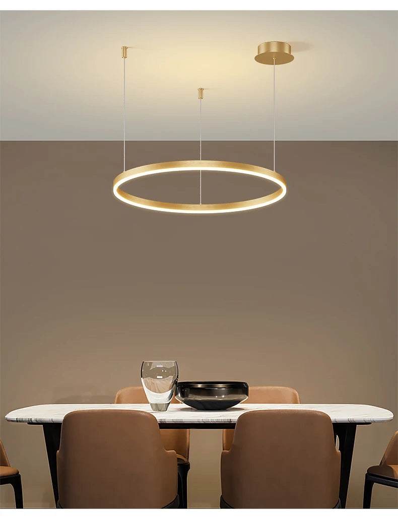 Brushed finish circular led chandelier