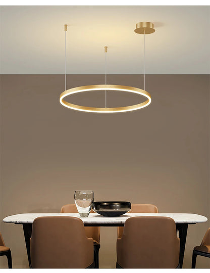 Brushed finish circular led chandelier
