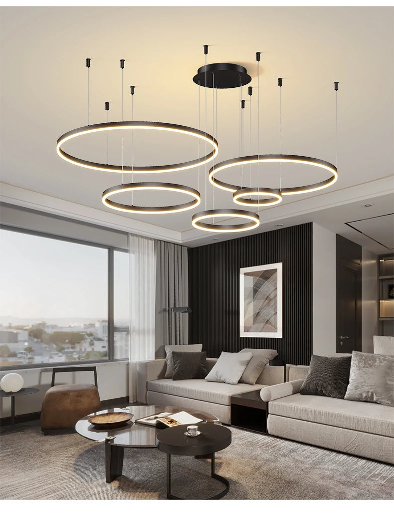 Circular ring chandelier for bedroom lighting