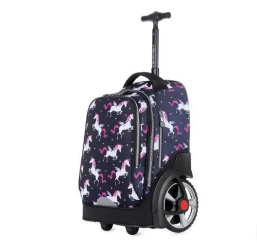 School Bag with Large Wheels - Premium Rolling Backpack for Teenagers & Children