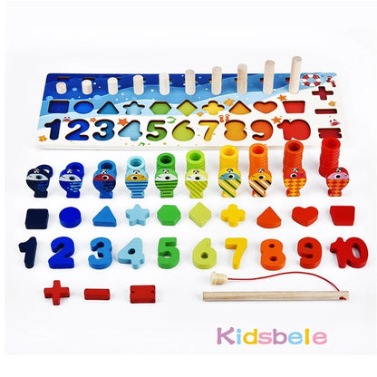 wooden toys - Educational Toys - Wooden Montessori Math Puzzle Set