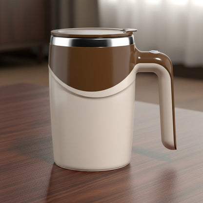 Travel-friendly automatic stirring mug
