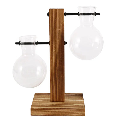 bulb glass planter wood - Home - Garden - Planters - Pots - Glass bulb tabletop planter with wooden stand