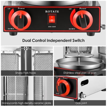 Gas kebab grill with lava rocks