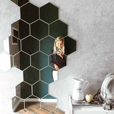 3d hexagon mirror wall stickers - Home Decor - 3D Hexagon Mirror Wall Sticker