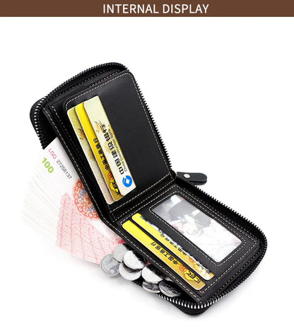 Men's short wallet with zipper pouch