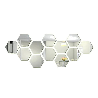 d mirror wall stickers - Home Decor - 3D Hexagon Mirror Wall Sticker