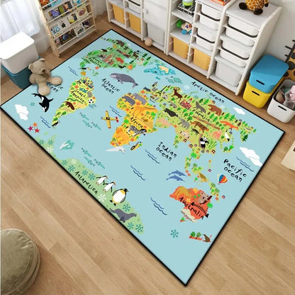 durable abc continent map rug - Home - Kitchen - Kids World Map Area Rug