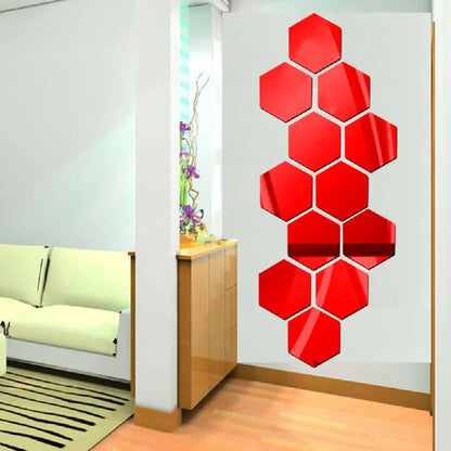 buy hexagon mirror wall decals - Home Decor - 3D Hexagon Mirror Wall Sticker