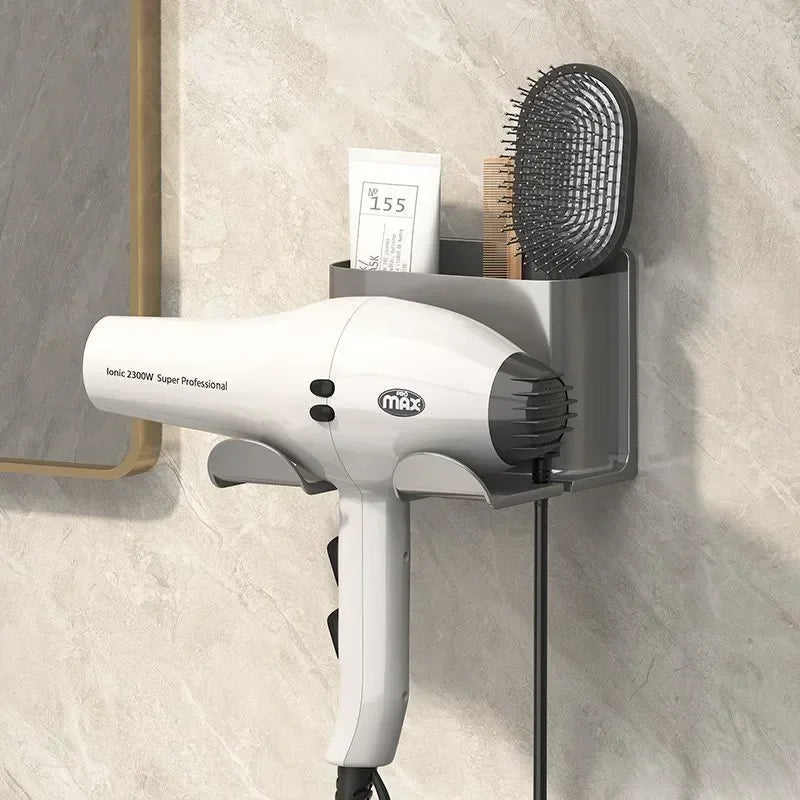 hair dryer holder - Bathroom Storage Organizer - Wall Mounted Hair Dryer Holder