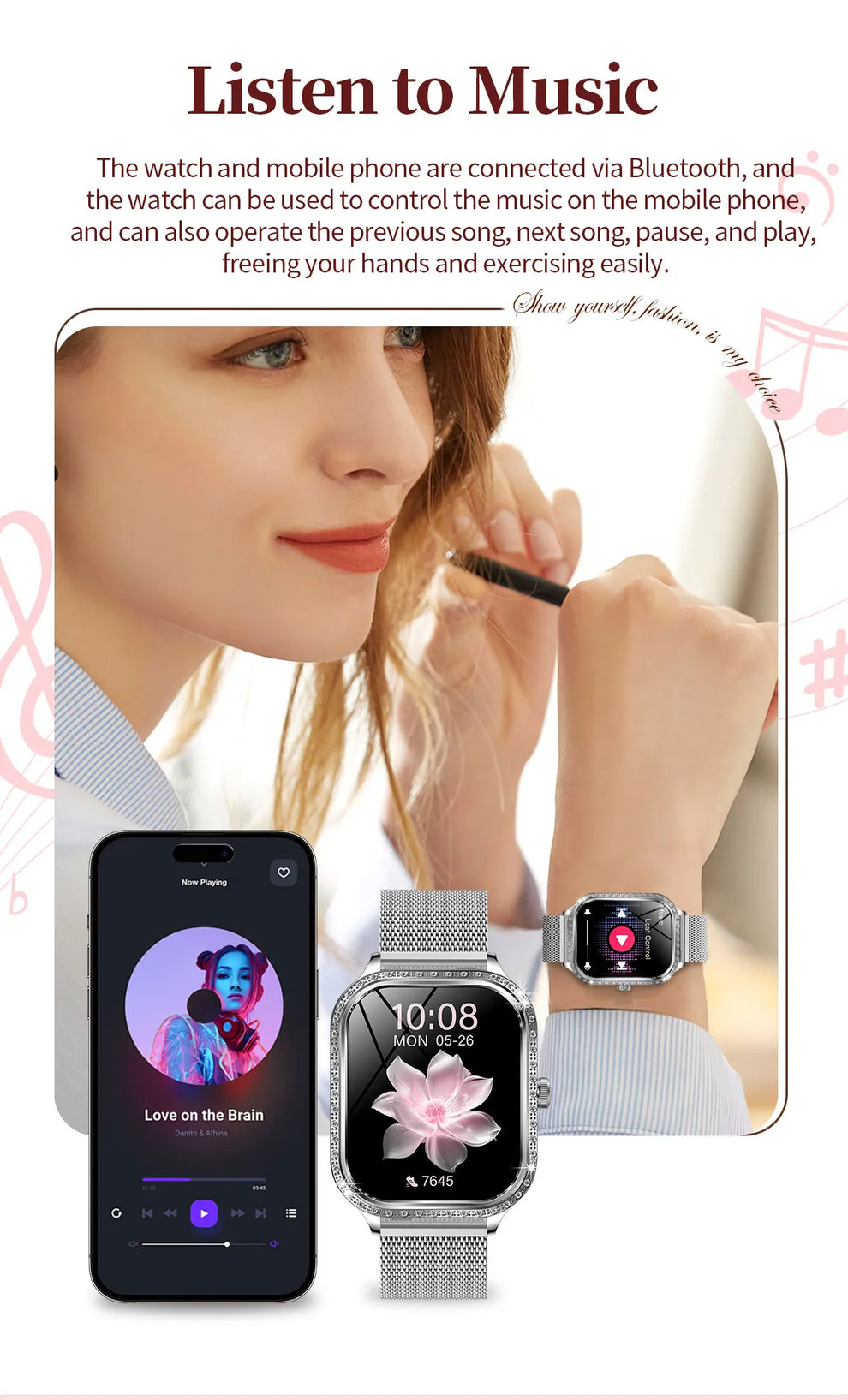 Smart Watch - Luxury Smart Watch for Women - fossil watches for women timepiece