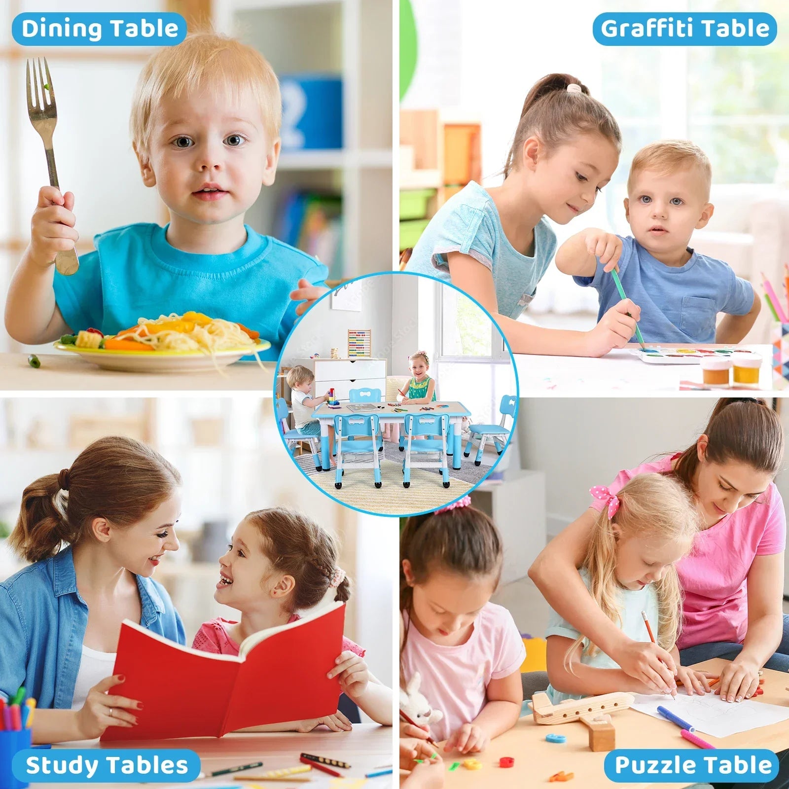 Adjustable height kids table for crafts