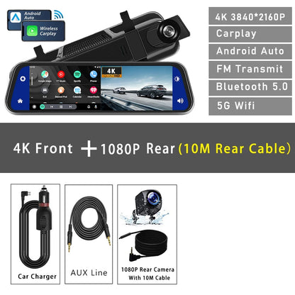 mirror dash cam - Automotive - Vehicle Electronics - Dash Cams - 10-inch 4K Dash Cam with rearview mirror