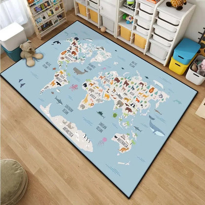 durable abc continent map rug - Home - Kitchen - Kids World Map Area Rug