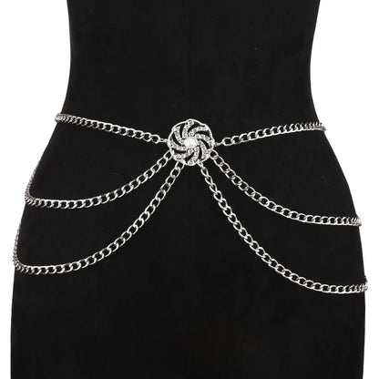 Pearl inlaid metal belt