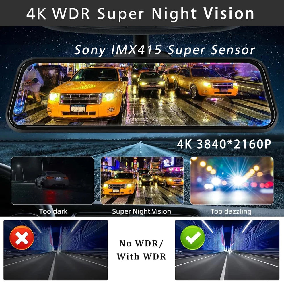 inch 4k parking mode - Automotive - Vehicle Electronics - Dash Cams - 10-inch 4K Dash Cam with rearview mirror