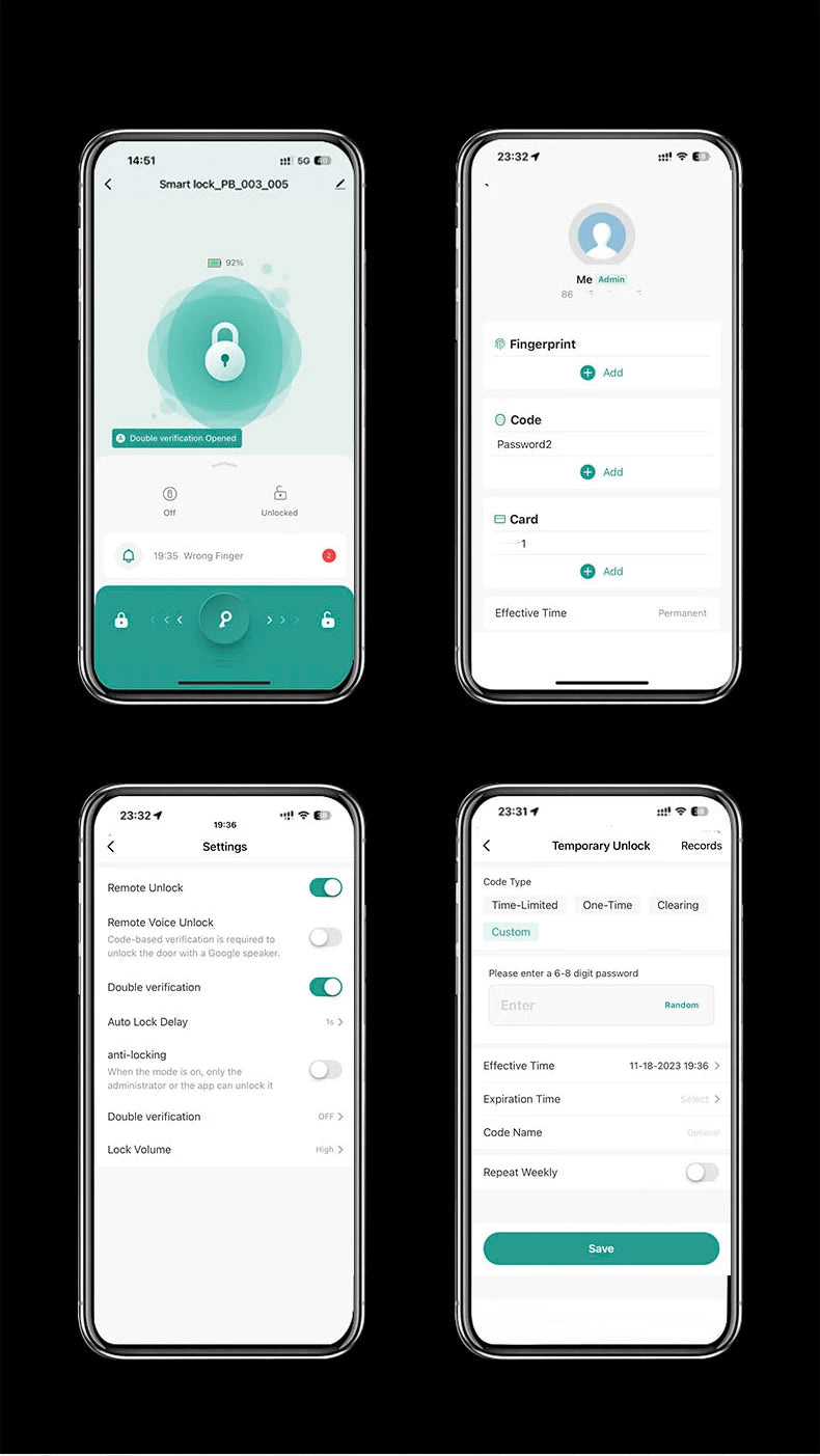 Smart lock with fingerprint and password