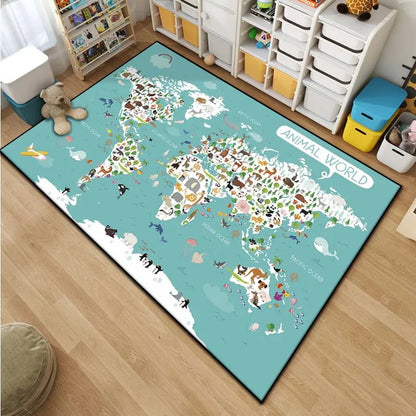 kids world map rug 2025 - Home - Kitchen - Kids World Map Area Rug