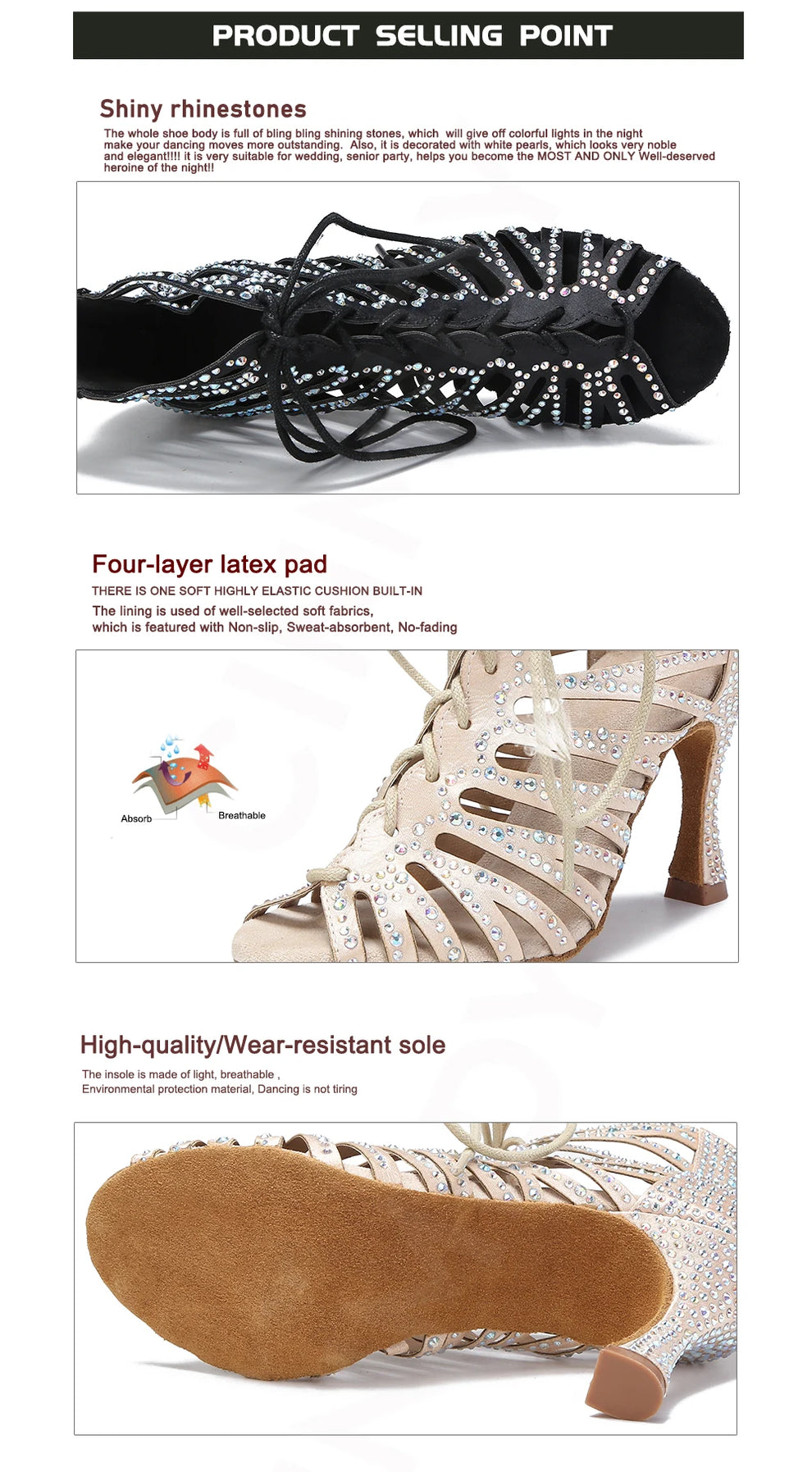 Shoes - Women-s Latin Ballroom Dance Shoes - rose gold latin heels footwear