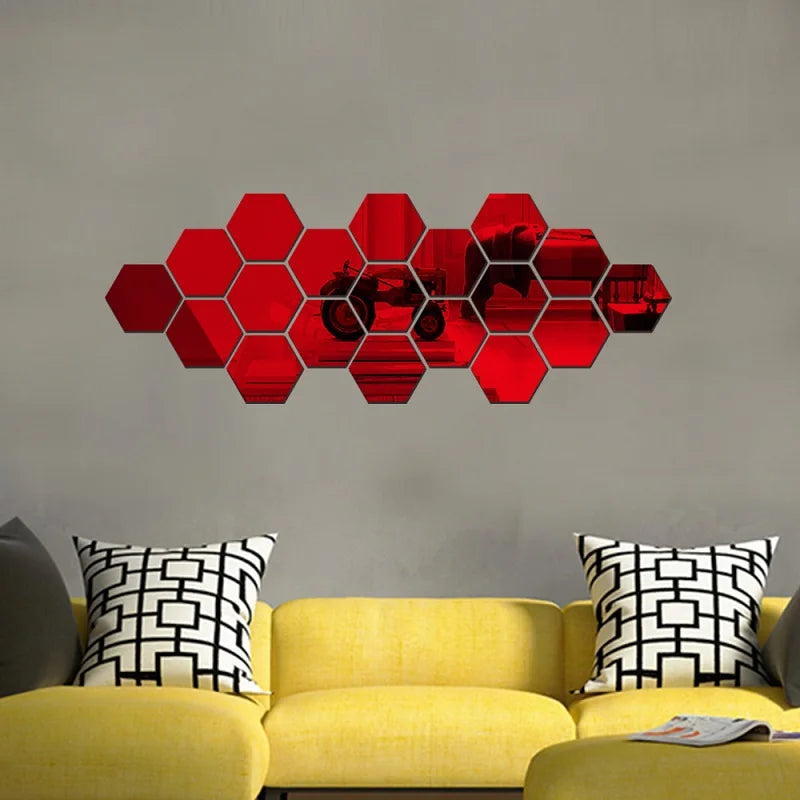 gold honeycomb mirror stickers set - Home Decor - 3D Hexagon Mirror Wall Sticker