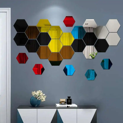 hexagon mirror wall stickers - Home Decor - 3D Hexagon Mirror Wall Sticker