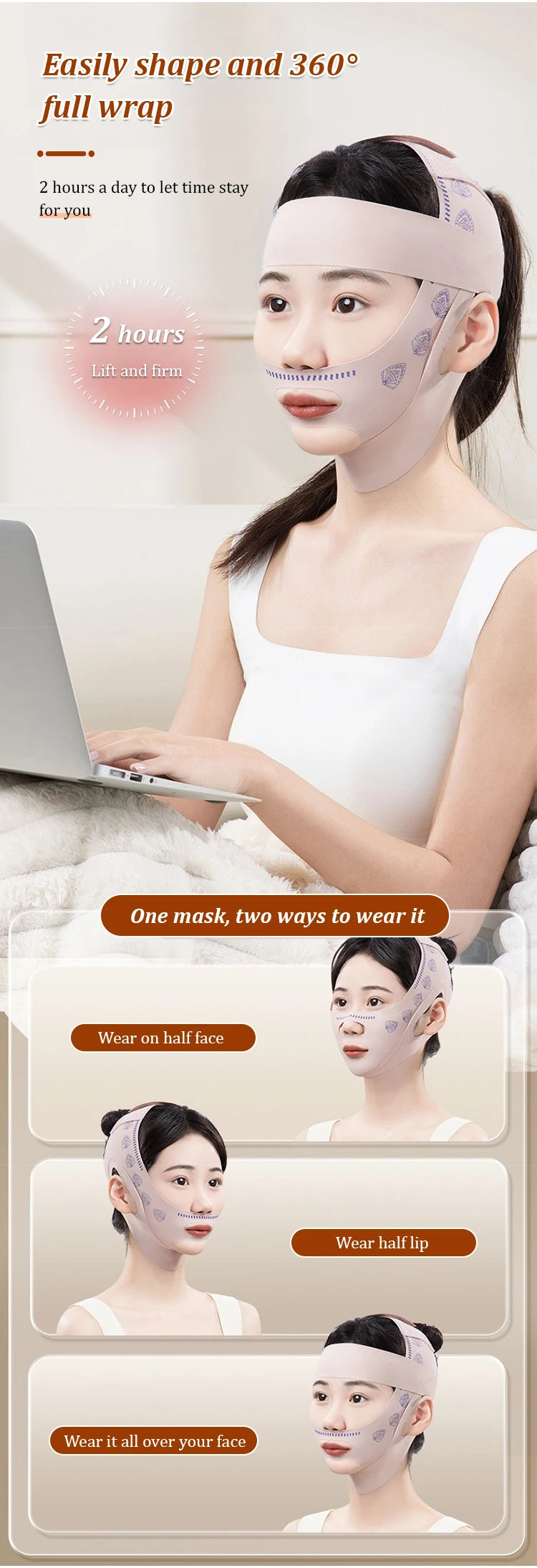 trending data or commercial - Beauty - Personal Care - Elastic V-Shaped Face Sculpting Mask Strap