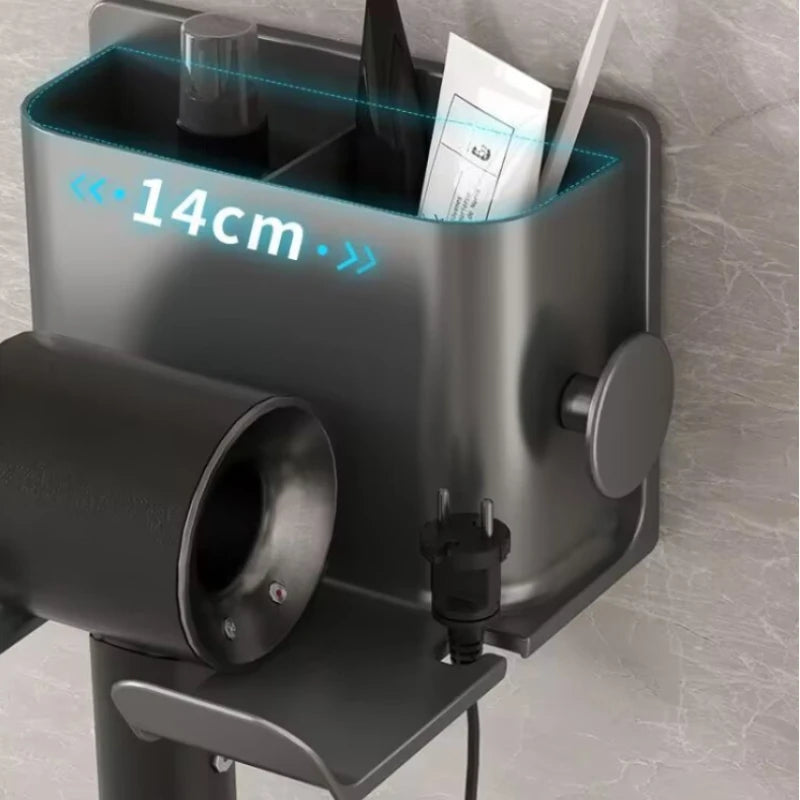 no drill adhesive dryer holder - Bathroom Storage Organizer - Wall Mounted Hair Dryer Holder