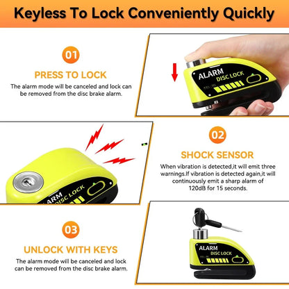 loud motorcycle lock alarm 120db - Motorcycle Accessories - Rechargeable Padlock Alarm for Motorcycle