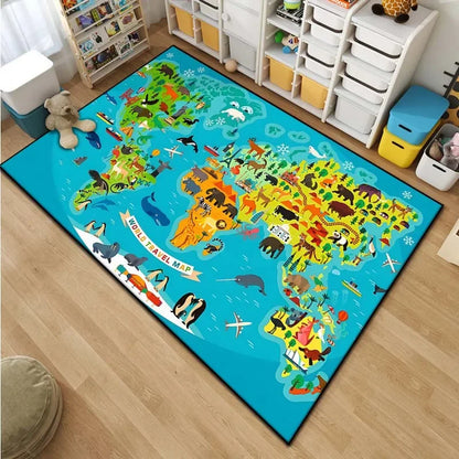 kids world map rug 2025 - Home - Kitchen - Kids World Map Area Rug