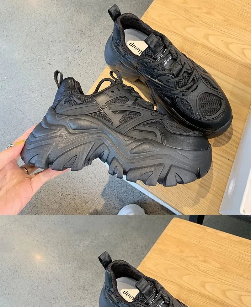 Footwear - Women-s Black Platform Sport Shoes - gazelle bold platform sneaker footwear