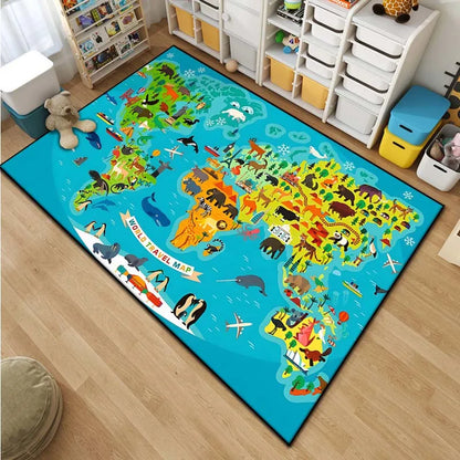 kids educational world map rug - Home - Kitchen - Kids World Map Area Rug