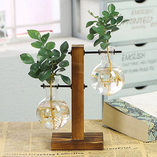 plant terrarium wooden stand - Home - Garden - Planters - Pots - Glass bulb tabletop planter with wooden stand