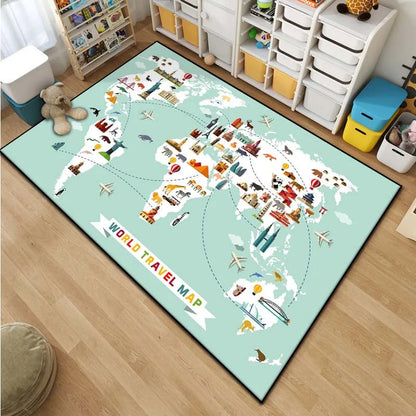 classroom world map rug 8x12 - Home - Kitchen - Kids World Map Area Rug