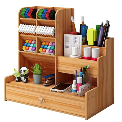 Large wooden desk organizer