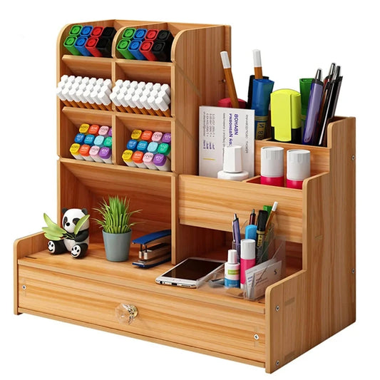 Large wooden desk organizer