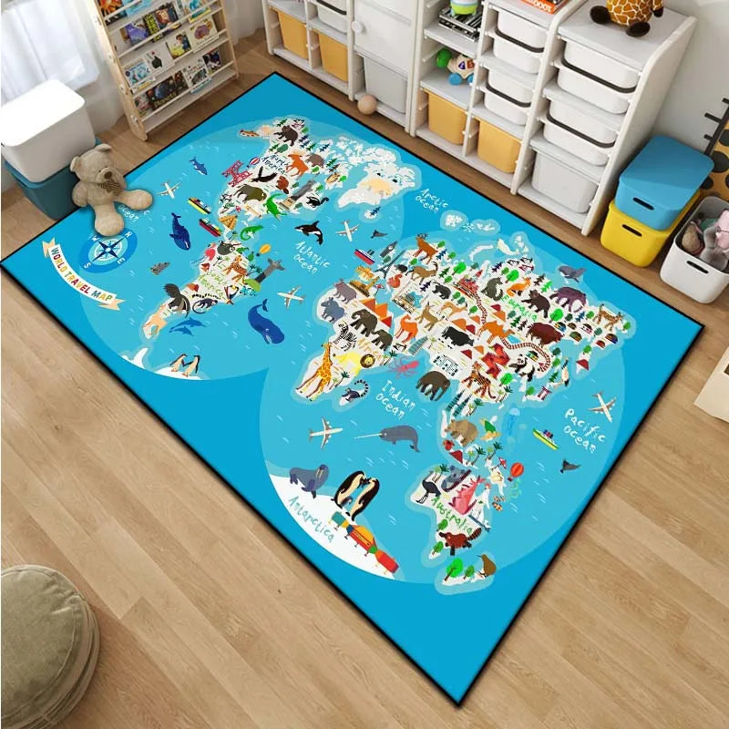 all around the world map rug - Home - Kitchen - Kids World Map Area Rug