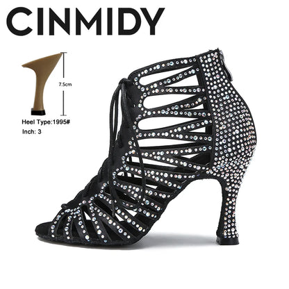 Shoes - Women-s Latin Ballroom Dance Shoes - black satin latin shoes footwear