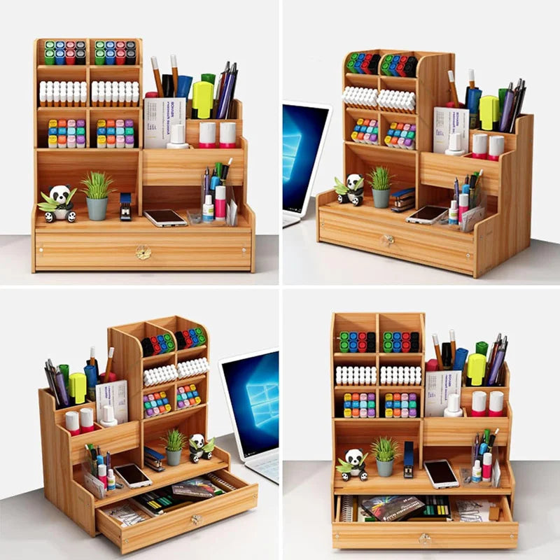 Wooden desktop organizer