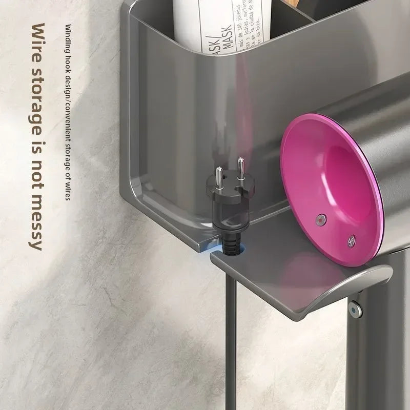 compact blow dryer storage - Bathroom Storage Organizer - Wall Mounted Hair Dryer Holder