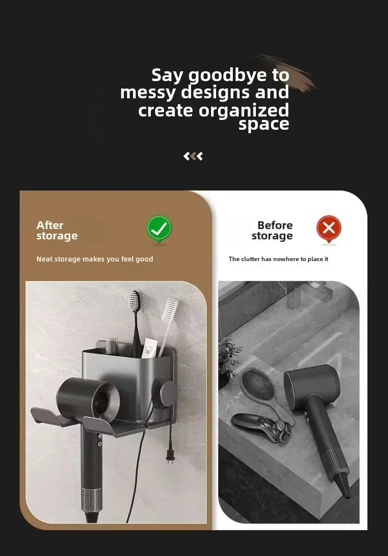 space saver hair accessories - Bathroom Storage Organizer - Wall Mounted Hair Dryer Holder