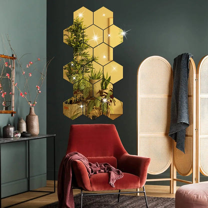 hexagon mirror stickers - Home Decor - 3D Hexagon Mirror Wall Sticker