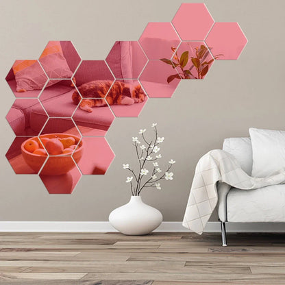 d hexagon mirror stickers etsy - Home Decor - 3D Hexagon Mirror Wall Sticker