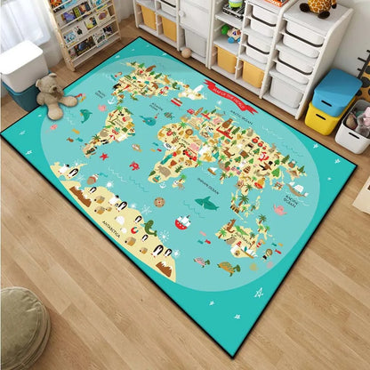classroom world map rug 8x12 - Home - Kitchen - Kids World Map Area Rug